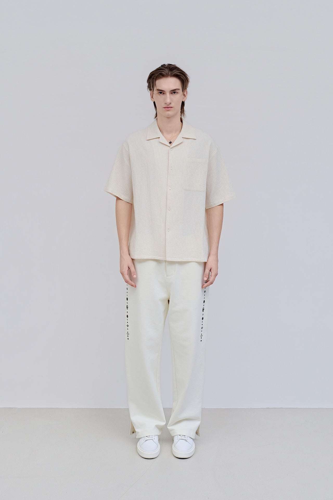 Men’s Seersucker Collar Polo Shirt